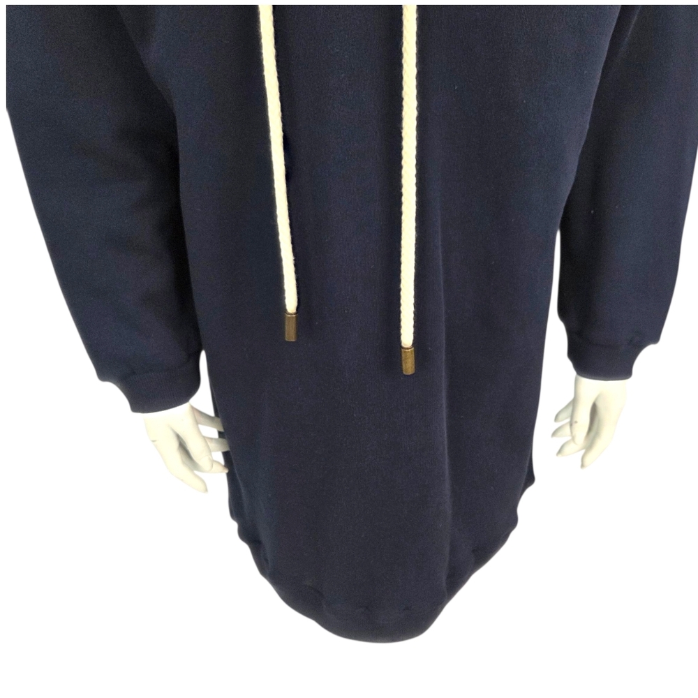 G. Label By Goop Henrietta Sweatshirt Dress Womens Medium Navy Blue Quiet Luxury - Picture 6 of 13